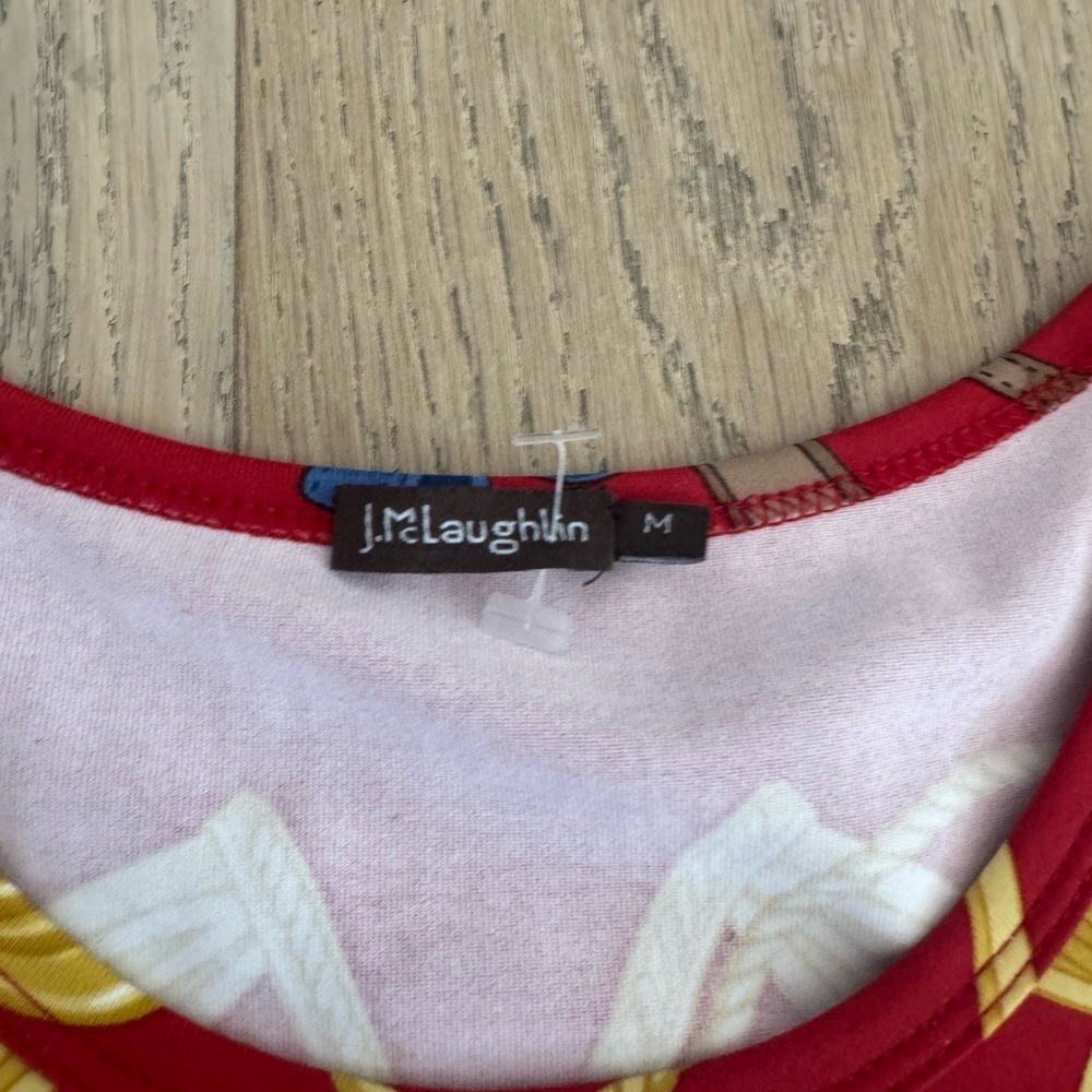 J. McLaughlin Signature Catalina Cloth Equestrian Top Medium Red - Picture 3 of 6